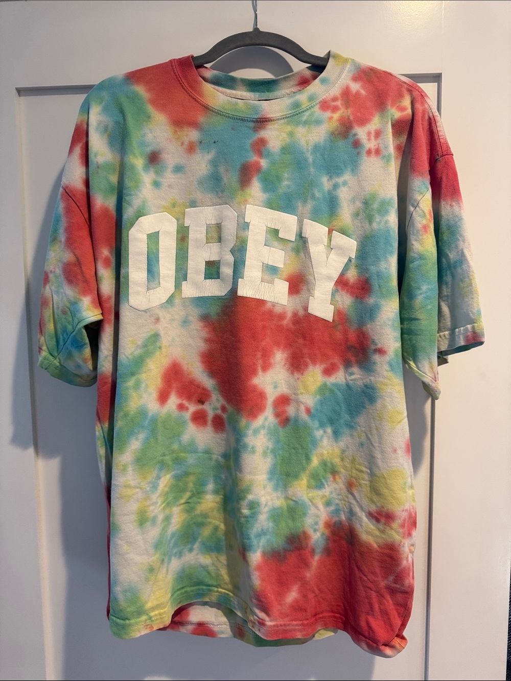 Obey Tie-Dye Logo Tee - Red, Blue, Green, Yellow